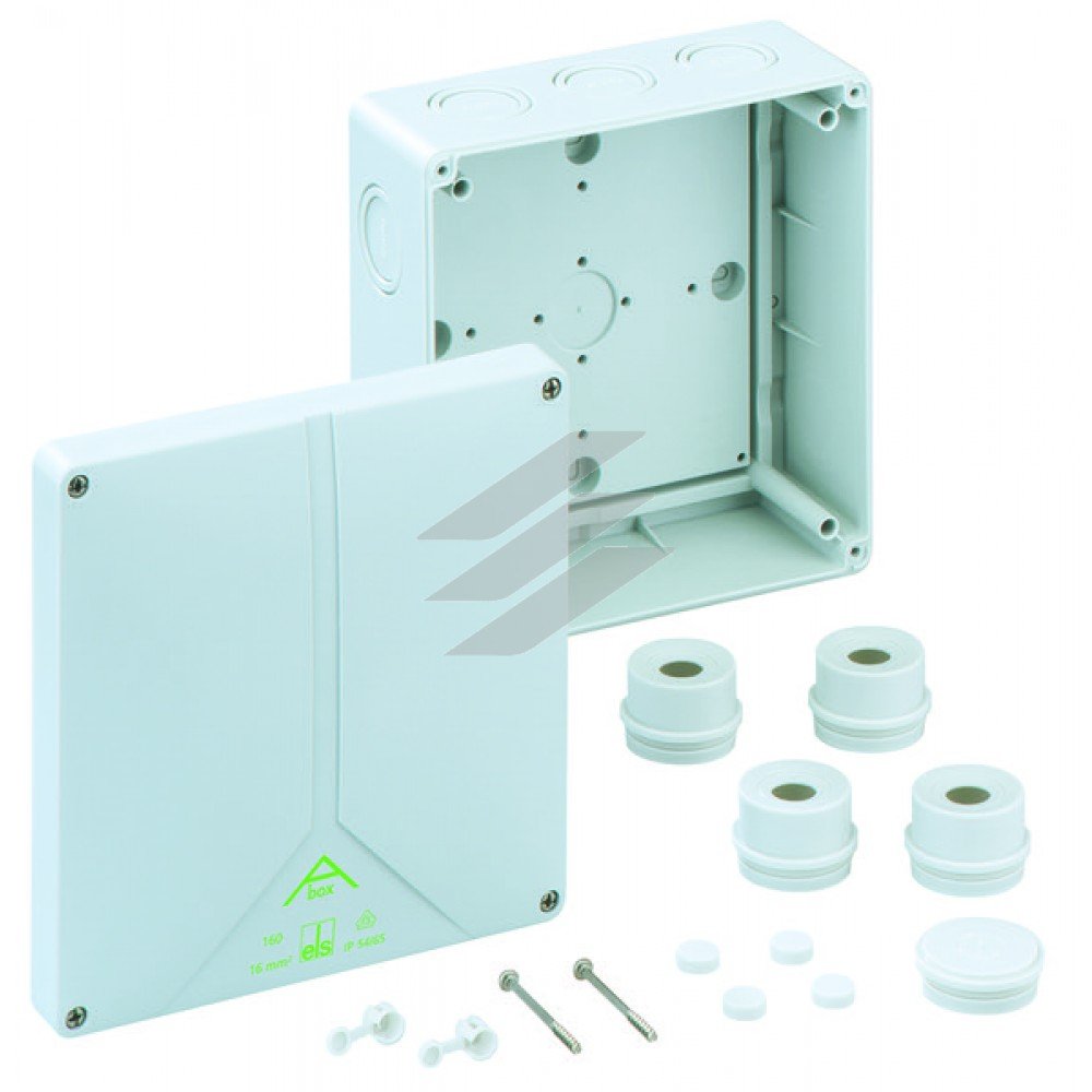 Розподільча коробка Abox 160-L (180х180х91), порожня, полістирол, введеня-12 місць (2-М20, 3-М25/М32, 5-М32/М40, 2-М25/М32 на днищі), IP65, Spelsberg
